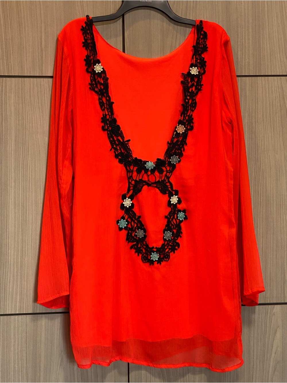 R Cinco Ranch Tunic Boho Low Back w/ Lace Stunning Color Festival Concert Ready